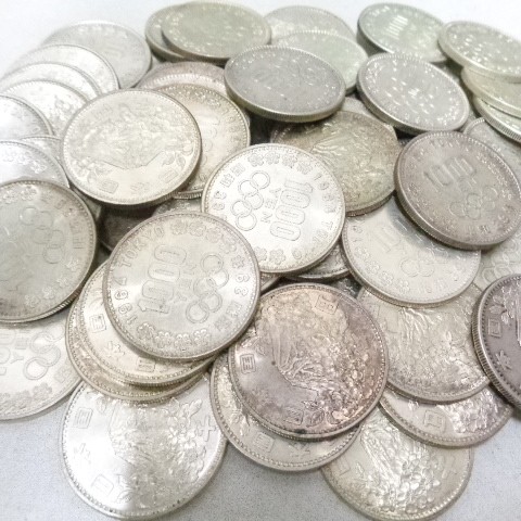 昭和39年東京オリンピック1000円銀貨のお買取りです。銀貨も売るなら、おたからやJR伊丹店へ。サムネイル